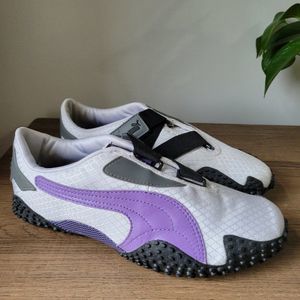 Puma White and Purple Athletic Sneakers with Chunky Outsole
